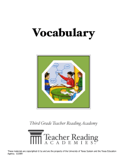 Third Grade Teacher Reading Academy - Vocabulary