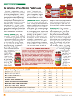 Be Selective When Picking Pasta Sauce