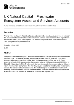 Freshwater Ecosystem Assets and Services Accounts
