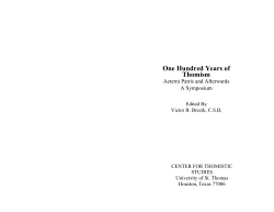 One Hundred Years of Thomism