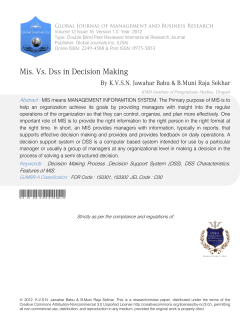 Mis. Vs. Dss in Decision Making