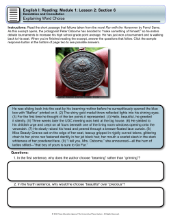 English I: Reading: Module 1: Lesson 2: Section 6 Explaining Word