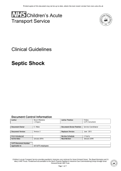 Septic Shock - Children`s Acute Transport Service