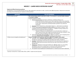 MD2017 &ndash; CaRMS MOCK INTERVIEW GUIDE