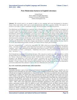 Post-Modernism features in English Literature