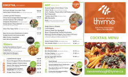 cocktail menu - Never Enough Thyme