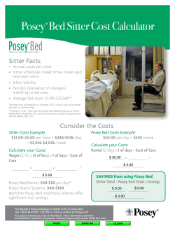 Posey Bed Sitter Cost Calculator Worksheet