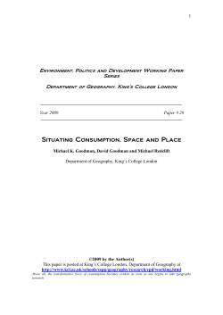 Situating Consumption, Space and Place