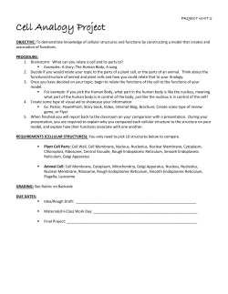 Cell Analogy Project - Bismarck Public Schools