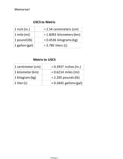 1 inch (in.) = 2.54 centimeters (cm) 1 mile (mi) = 1.6093 kilometers