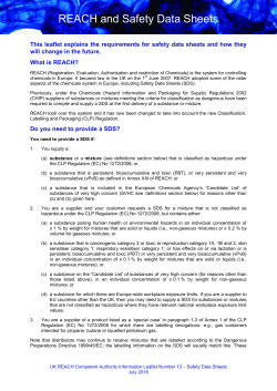 REACH and Safety Data Sheets