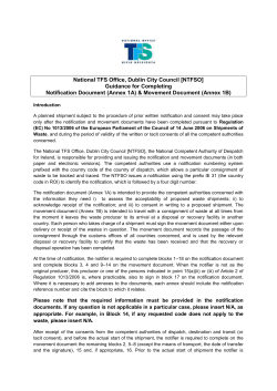 Guidance for Completing Notification Document