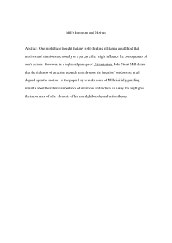 Mill`s Intentions and Motives Abstract
