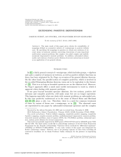 EXTENDING POSITIVE DEFINITENESS Introduction In [61] a fairly