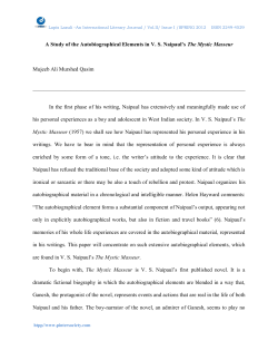 A Study of the Autobiographical Elements in V. S. Naipaul`s The