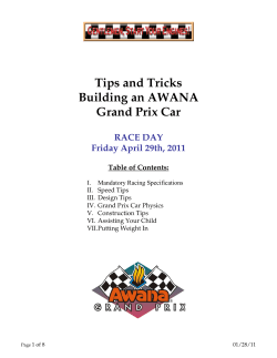 Tips and Tricks Building an AWANA Grand Prix Car