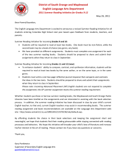 District of South Orange and Maplewood English Language Arts