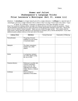 Romeo and Juliet Shakespeare`s Language Tricks Friar Laurence`s