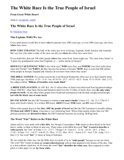 The White Race Is the True People of Israel