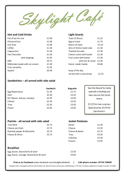 Hot and Cold Drinks Light Snacks Sandwiches &ndash; all served with side