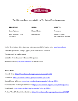The following shows are available via The Bushnell`s online program: