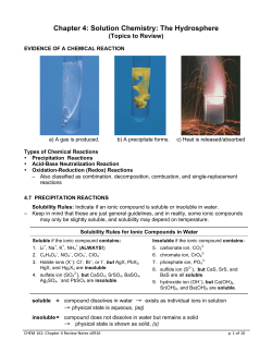 Chapter 4: Solution Chemistry: The Hydrosphere