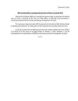SBP reminds public to exchange decimal Coins of Paisa 1,2,5,10,25
