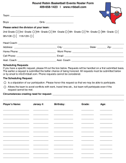 Round Robin Basketball Events Roster Form 409-658