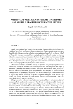 OBESITy AND METABOLIC SyNDROME IN ChILDREN AND yOUTh