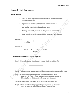 Lesson 1 Unit Conversions