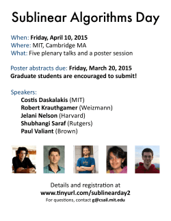 MIT, Cambridge MA What: Five plenary talks and