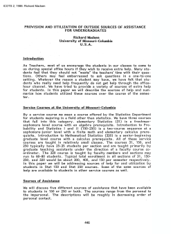 Provision and Utilization of Outside Sources of Assistance for