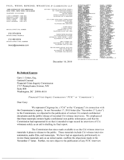 Financial Crisis Inquiry Commission : Citigroup Interview Materials