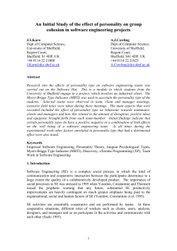 An Initial Study of the effect of personality on group cohesion in
