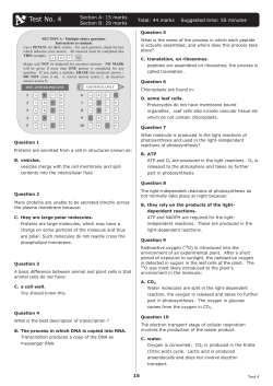 Test No. 4 - MCC Year 12 Biology
