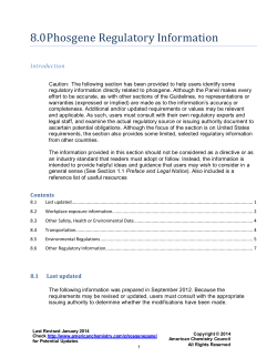 8.0 Phosgene Regulatory Information