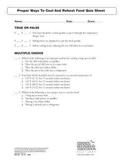 Proper Ways To Cool And Reheat Food Quiz Sheet