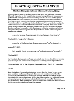 I HOW TO QUOTE in MLA STYLE