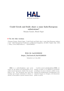 Could Greek and Italic share a same Indo-European - HAL