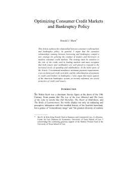 Optimizing Consumer Credit Markets and Bankruptcy Policy
