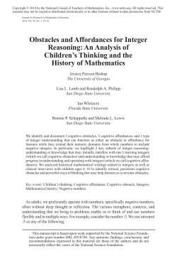 Obstacles and Affordances for Integer Reasoning: An