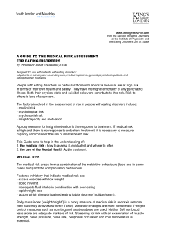 A Guide to the Medical Risk Assessment for Eating Disorders