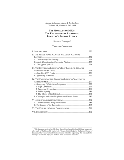 THE MORALITY OF MP3S: THE FAILURE OF THE RECORDING