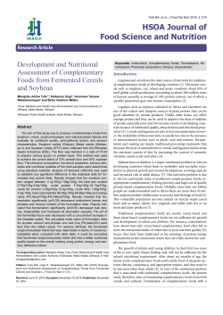 Development and Nutritional Assessment of Complementary Foods