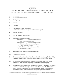 AGENDA REGULAR MEETING of the ROSS TOWN COUNCIL on