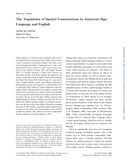 The Acquisition of Spatial Constructions in American Sign Language