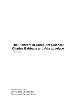 The Pioneers in Computer Science: Charles Babbage and Ada