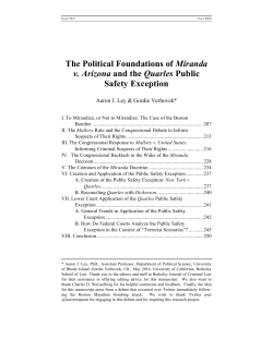 The Political Foundations of Miranda v. Arizona and the Quarles