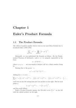 Chapter 1 Euler`s Product Formula