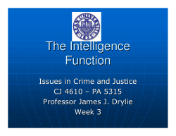 The Intelligence Function Week 3